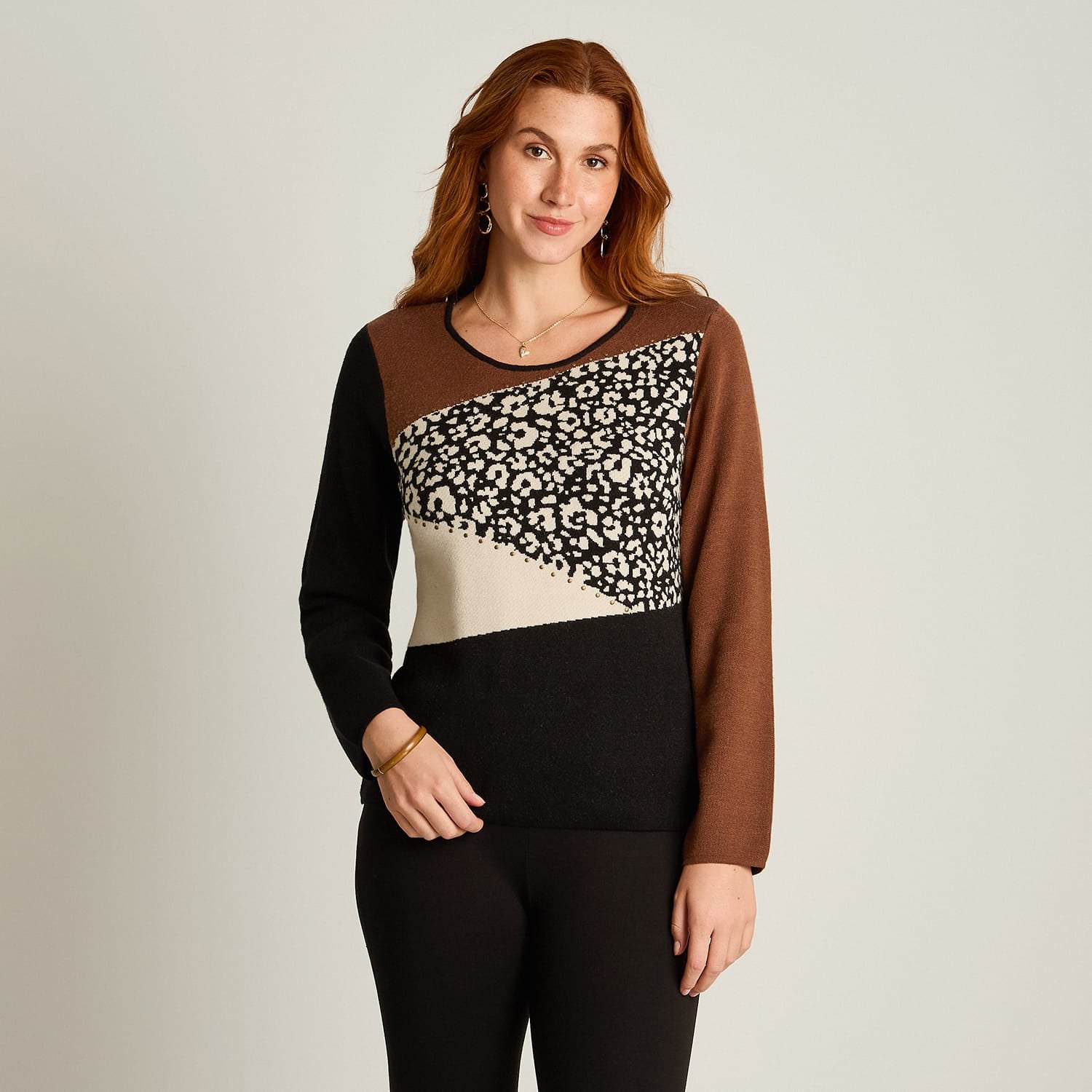 Sweater Negro Manga Larga Elasticidad Media Sin Forro Calce Normal Tela Tejido